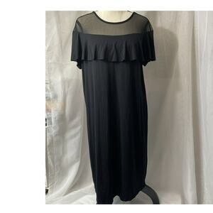 Alison Andrews Women's Large Black Dress Sheer Ruffle Top Stretchy NWT
